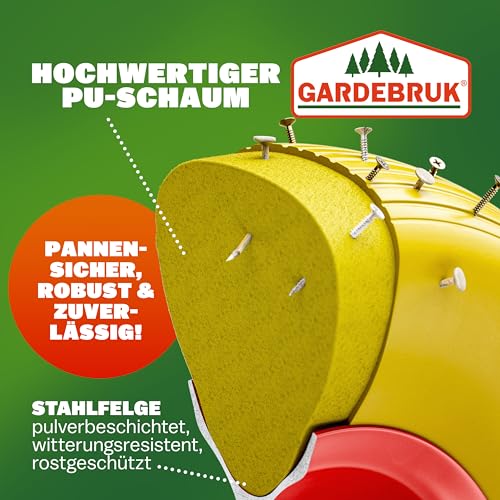 Deuba Schubkarrenrad Vollgummi PU 4.80/4.00-8 390 mm 200 kg + Achse – Reifen Ersatzrad - 3